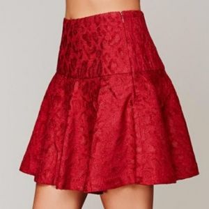 Free People Red Cheetah Print Skirt